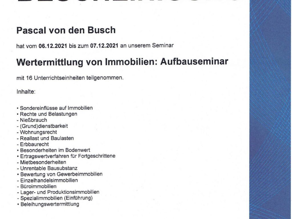 Wertermittlung von Immobilien IHK